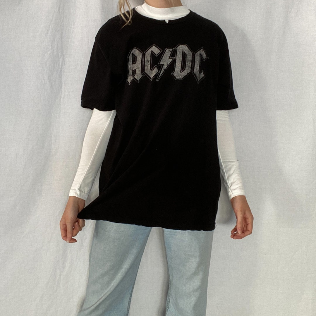 Black AC/DC Graphic Band Tee - Etsy