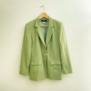 Sage Green Single Button Blazer with Pockets