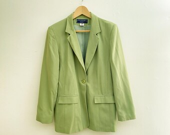 Sage Green Single Button Blazer with Pockets