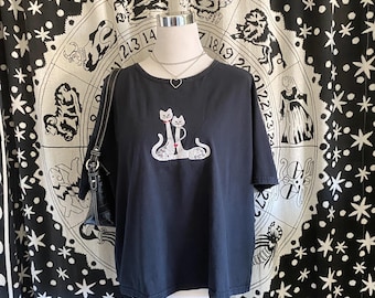 Camiseta de mujer talla L con apliques de gatos de los 90