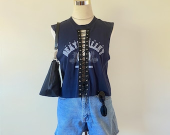 Camiseta sin mangas con cordones Death Valley para mujer (talla M)