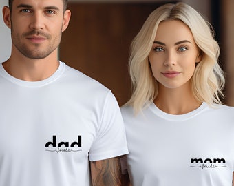 Mama Papa T-Shirt personalisiert mit Namen Matching Outfits Eltern Partnerlook Geschenk Geburt Mom and Dad Gift Basic Classic Chic Elegant