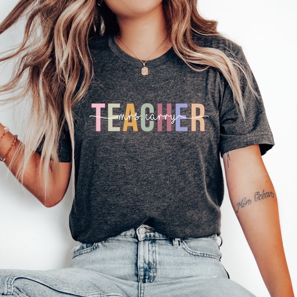 Leraar shirt gepersonaliseerde leraar outfit est.2024 leraar cadeau leraar leven T-shirt leraar shirt basisschool afscheidscadeau