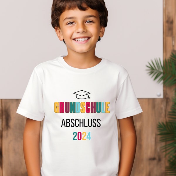 Grundschule Abschluss Shirt T-Shirt Geschenk mit Jahr Abschied Grundschulkind 5.Klasse weiterführende Schule Abschluss 2024