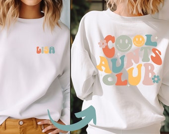 Auntie Pullover Sweatshirt Tante Personalisiertes Geschenk mit Name Aunt Auntie to be Oversized Look Patin Pulli Geschenk Tante Nichte Neffe