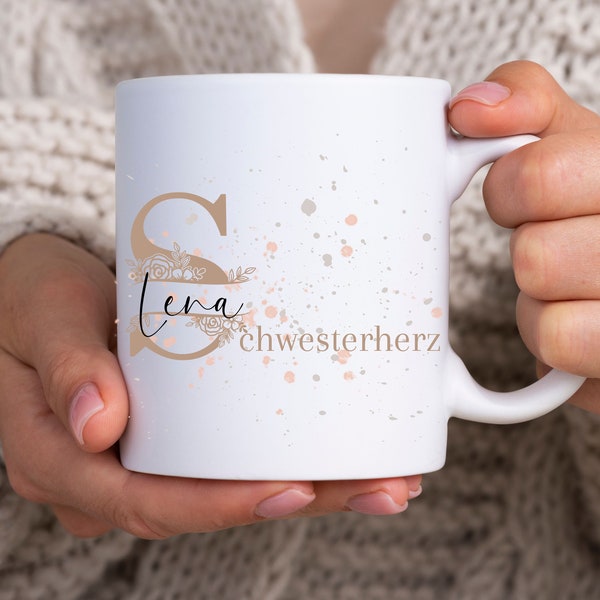 Tasse Geschenk Schwester Schwesterherz Personalisierte Tasse zum Geburtstag Weihnachten Kaffeetasse Kaffeebecher Tasse mit Name Geschwister