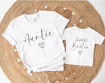 Auntie Shirt Aunties Bestie Matching Outfits Tante und Nichte Neffe Geschenk Partnerlook Family süßes Tanten Geschenk Best Friends Besties