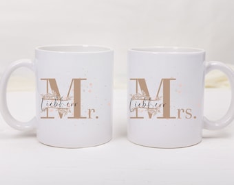 Tazza regalo matrimonio tazza personalizzata per regalo di nozze anniversario coppie San Valentino Mr. e Mrs. tazza con nome