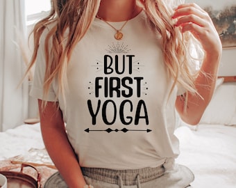 Yoga Shirt Yoga Tee Meditation Yogalife Yogalove Namaste Yoga Gift Yogateacher But First Yoga Funny Lotus