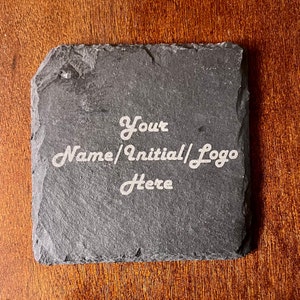 Slate Coasters Personalized: Unique Custom Design for Every Occasion, Custom Black Slate Coasters, Personalized Logo Coasters. Set of 2+