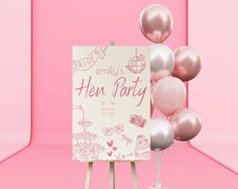 A1 Personalised Hens Party Sign | Hen Party | Sign | Digital file | Editable | Template | Invitation
