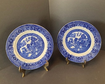 Royal Venton Ware. Two Blue Willow 7" saucers. John Stevenson & Sons. Burslem, England.