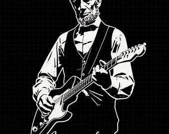 Abraham Lincoln Electric Guitar PNG, Vintage Patriotic Shirt Design, Edgy President PNG Tshirt Design (Digital Download)
