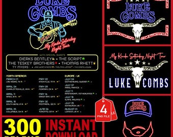 Luke Combs My Kinda Saturday Night Tour Bundle PNG (Digital Download)
