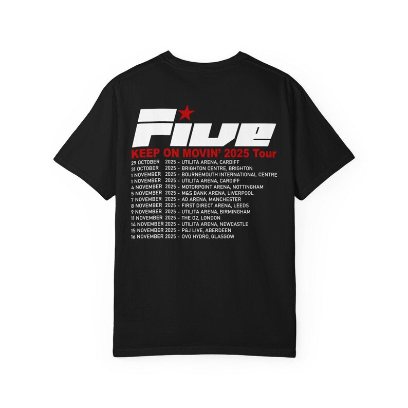 Five Boyband Konzert T-Shirt, Five Keep On Movin 2025 Tour T