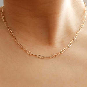 Büroklammer Kettenhalskette, Vergoldet Perfekt für die Schichtung Kleine Zierliche Oval Link Minimalist Schmuck, Einstellbar Bester Freund Geschenk Sie