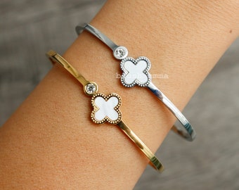 【BLACKPURPLE】Clover cubic bracelet Black Clover With Accent Cubic Spring Bangle Bracelet