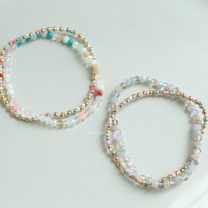 Layered Pastel Combo Beaded Stretch Bracelet | 7.5" Bead Boho Seeded ...