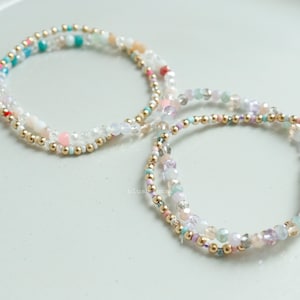 Layered Pastel Combo Beaded Stretch Bracelet | 7.5" Bead Boho Seeded ...