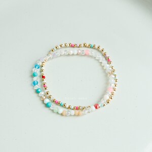 Layered Pastel Combo Beaded Stretch Bracelet | 7.5" Bead Boho Seeded ...