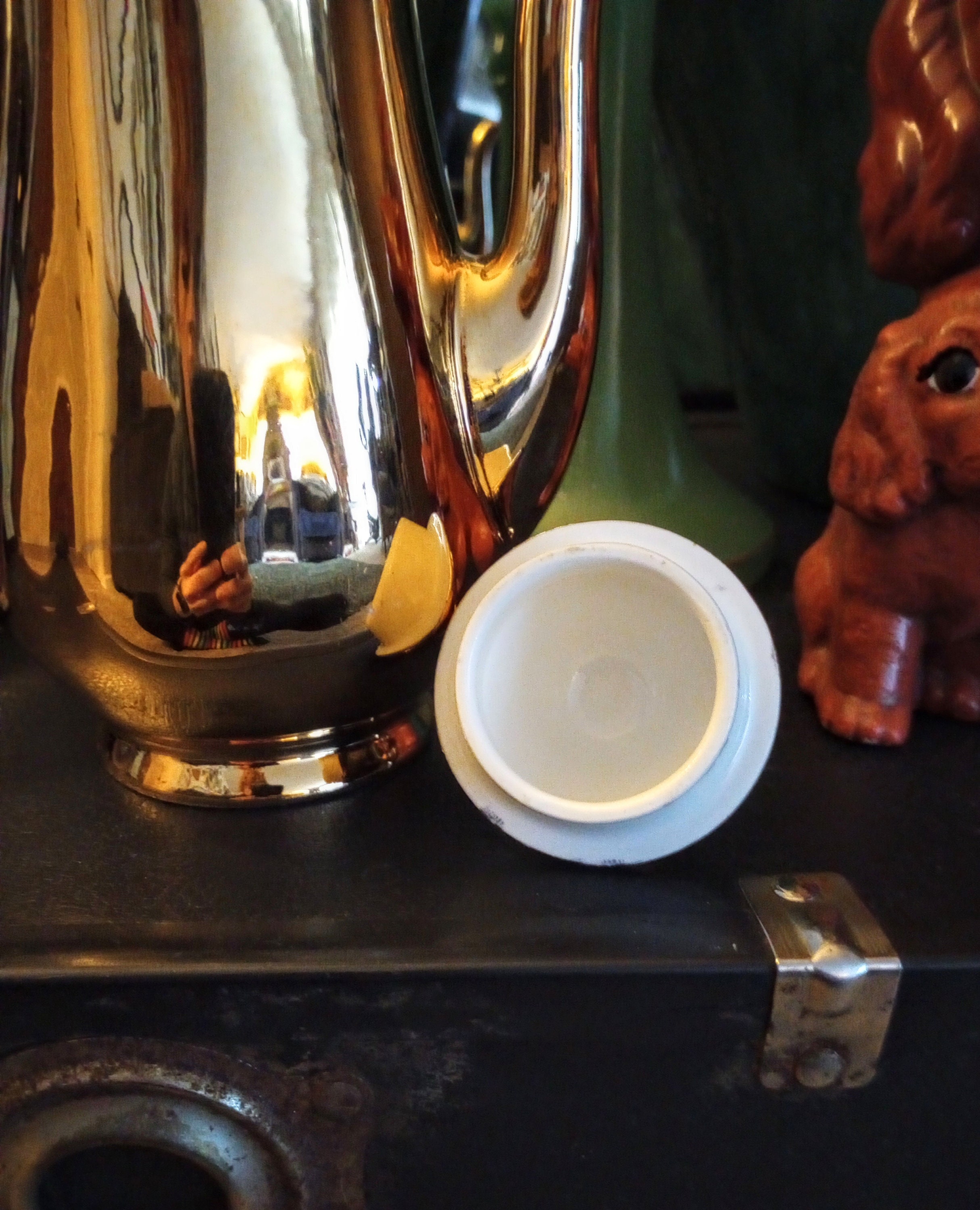 Antique Hall Golden Glo 22 K Gold Coffee Teapot Vintage Kitchenware