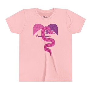 Checkered Dragon Kid&#39;s T-Shirt, Pink/Purple, 100% Cotton, Youth Short Sleeve Tee, Back to School, Kids Tee, Girl&#39;s Dragon Tee