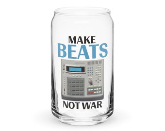 Make Beats Not War Akai MPC3000 Vintage Drum Machine Can-Shaped Glass, Akai Drum Machine, DJ's and Music Producer