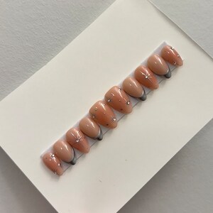 Chrome with Stars Press On Nails | French Tip Nails | Nail Art |  Pink Aura  | Silver Nails | Fake Nails | NailsDoneByKy
