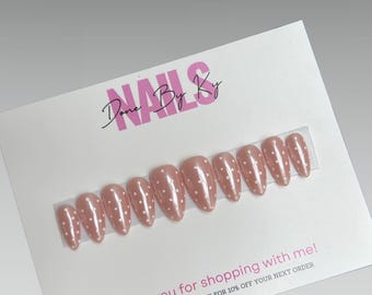 Chrome Polka Dot Press On Nails | Minimalistic Press On Set | Handmade Gel Nails