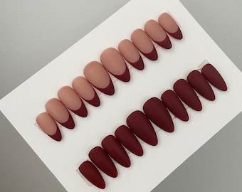 Matte Brown Press On Nails | Custom Press On Nails | French Tip Nails | Fall Press On Nails | Basic Nails | Nail Art | Nailsdonebyky