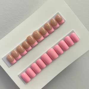 Pink Press On Nails Set | French Tip Nails | Pink Press On Nails | Basic Nails | Nail Art | Nail Gift Set | Fake Nails