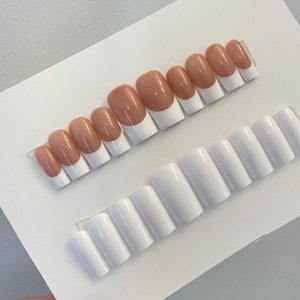White Press On Nail Set | Basic Press On Nails | French Tip Nails | Wedding Nails | Nail Art | Fake Nails | Gift Nail Set