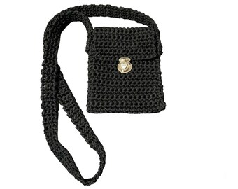 Knitted phone bag/ phone bag/ gift for a girl/ A little bag/black handbag