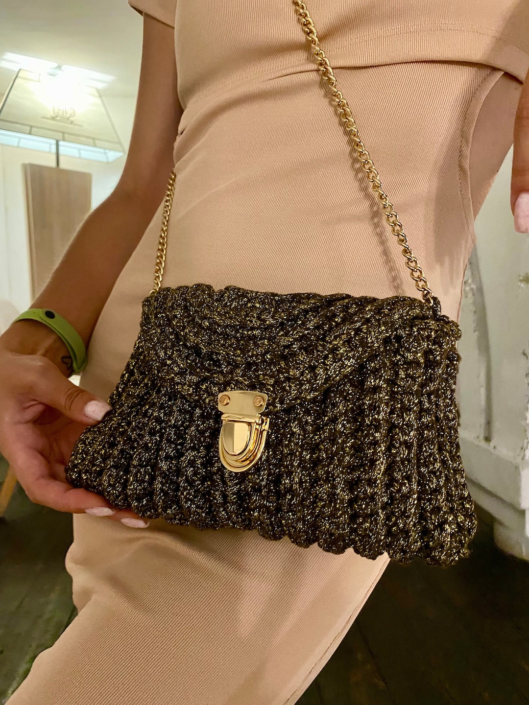 Handmade Knitted Bag/handmade Evening Bag/berrybags/handmade Etsy