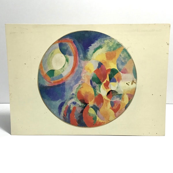 Vintage MOMA Postcard - Simultaneous Contrasts: Sun & Moon, Robert Delaunay, Orphism, Paris, Collage Supplies, Journal Art, Scrapbooking Art