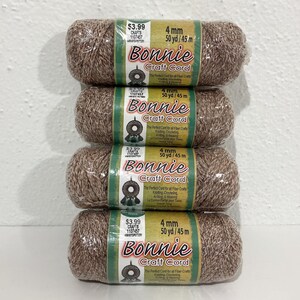 4 Skeins Bonnie Craft Cord, 4 mm - Color POTTERY, 50 yards ea, 100% Polypropylene, Heat Fusible - Knotting, Crocheting, Knitting, Weaving