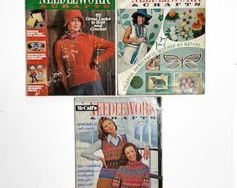3 McCall’s Needlework & Crafts Magazines - Spring-Summer 1971 (Partial), Fall-Winter 1973-74, Fall-Winter 1974-75 - Knitting and Crocheting