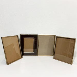 4 Large Vintage Brass Plated Picture Frames - 3 Easel Back, 1 Wall Mount - Minimalist Home Decor, Photo Display, Photo Crafting