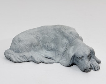 Vintage Dog Figurine - Cold Painted Hollow Cast Metal Dog Lying Down - Ghost Dog, Victorian Mourning, Haunted Dollhouse Decor
