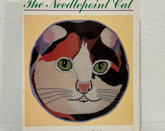 The Needlepoint Cat - William Halsey Brister - Vintage 1983 HC Book - Van Nostrand Reinhold - Needlepoint Patterns & Projects, Cat Designs
