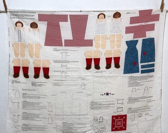 The Rag Dolls by Cranston Print Works Co, Vintage Pre-Printed Patterns on Fabric Panel, Cut-Sew-Stuff Cloth Dolls, Girl Boy Raggedy Ann Andy