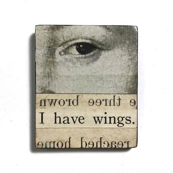 I Have Wings - Unique Collage Fridge Magnet - Vintage Eyes, Mysterious Kitchen Decor, Art Collage Gift, Portable Artwork