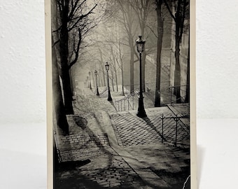 Vintage Blank Art Card - Brassaï, “The Steps of Montmartre” - Paris Urban Landscape - 1930s Atmospheric Black & White Photography