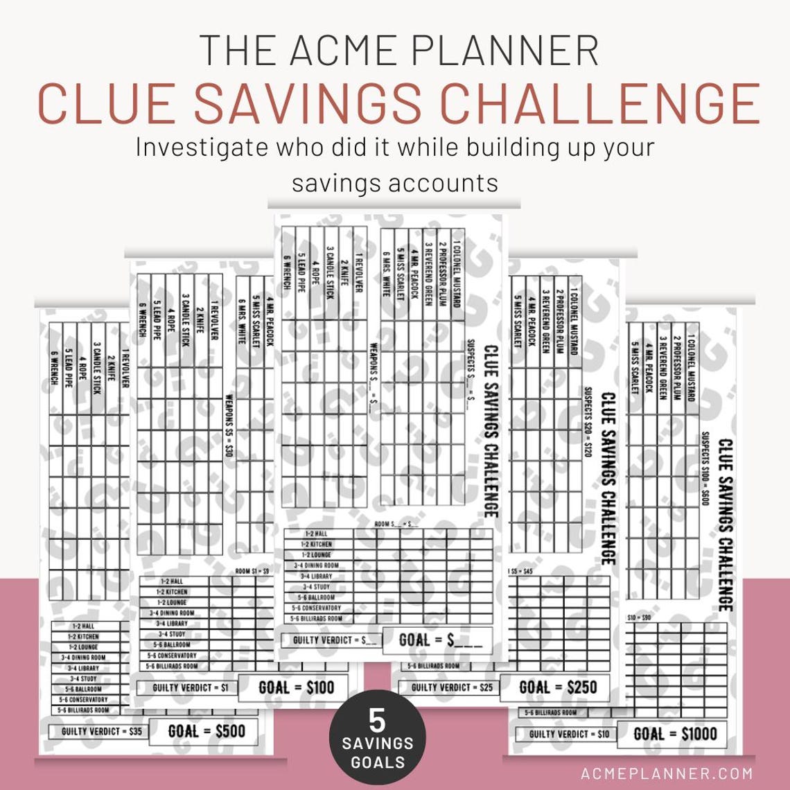 Clue Savings Challenge: Laminated Tracker Scorecards - Etsy