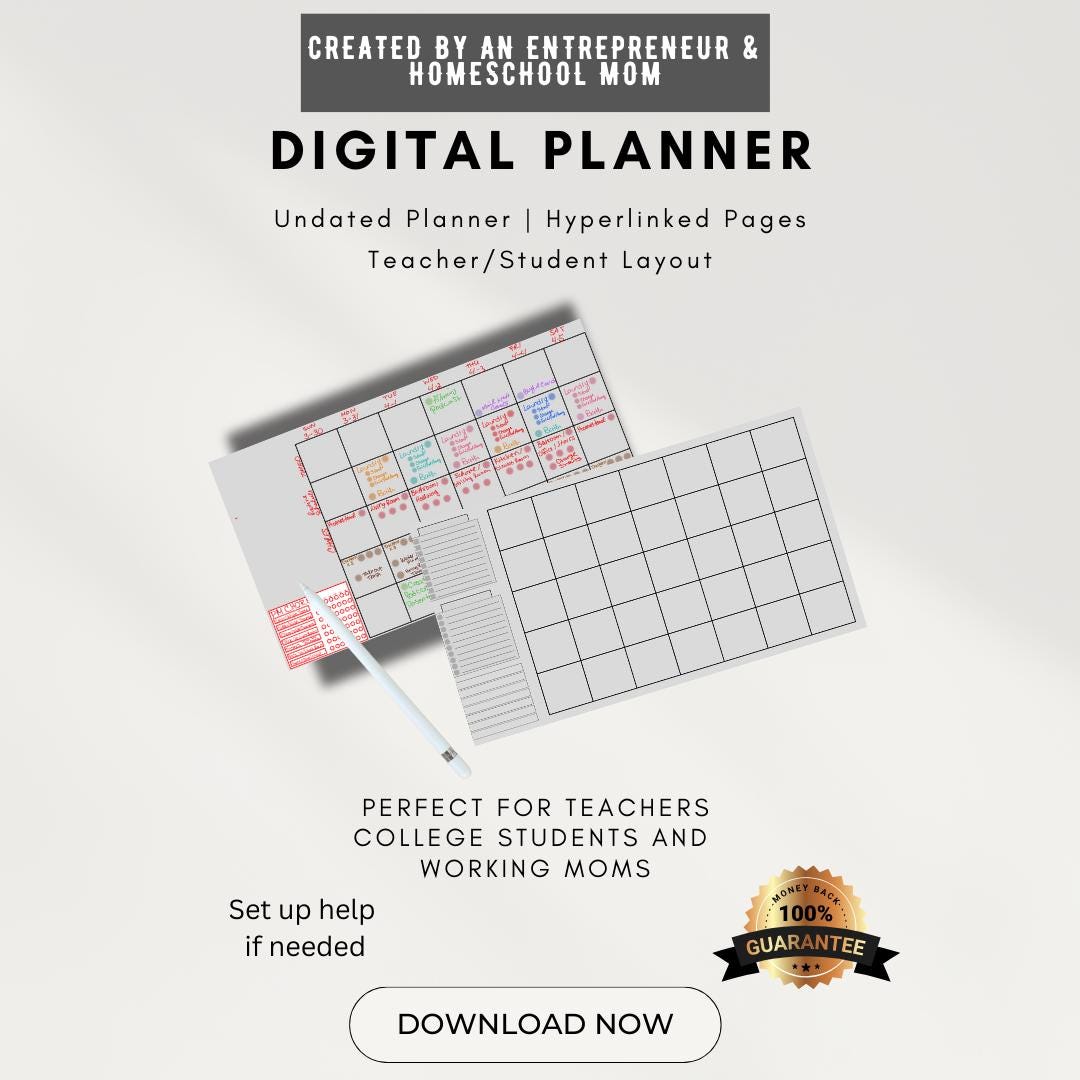 Teacher Student Digital Planner: Hyperlinked Weekly Layout (PDF) - Etsy