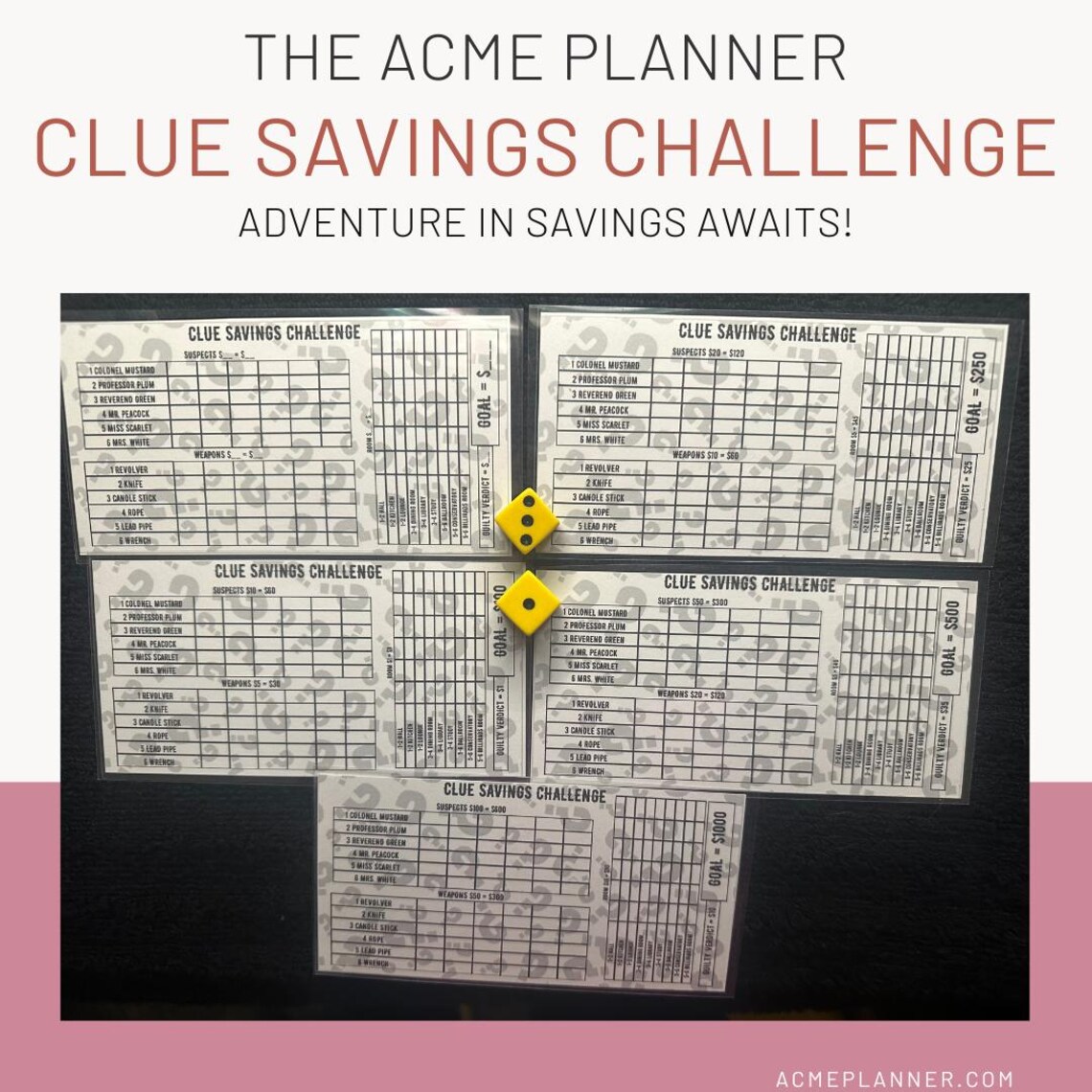 Clue Savings Challenge: Laminated Tracker Scorecards - Etsy