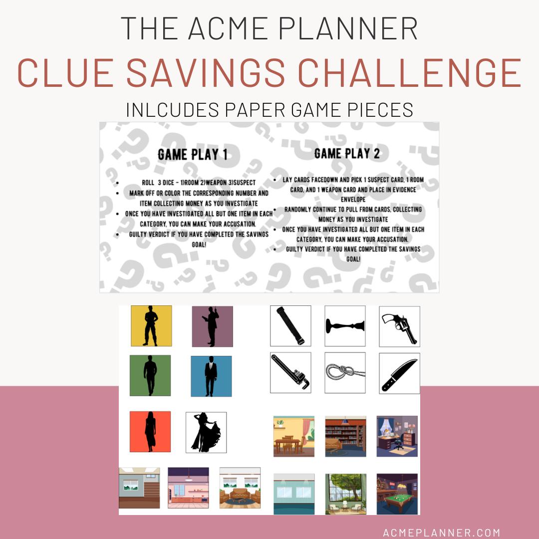 Clue Savings Challenge: Laminated Tracker Scorecards - Etsy
