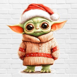 Star Wars Weihnachten PNG | Weihnachten Star Wars PNG | Weihnachten Grogu PNG | Grogu Mit Weihnachtsmütze Trägt Ugly Christmas Sweater Png Baby Yoda