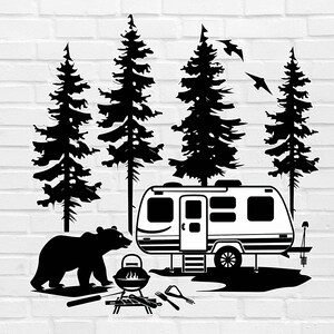 Équipage de camping PNG | Camping amusant PNG | Camping-car png | Caravane Camping-car PNG | Ours PNG | Ours de camping | Clipart camping | Camping-car png