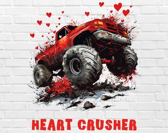 Heart Crusher PNG | Valentines Day PNG | Monster Truck Valentines PNG | Valentine Png | XoXo Png | Heart Breaker Png
